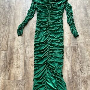 Elegant Green Ruched Dress